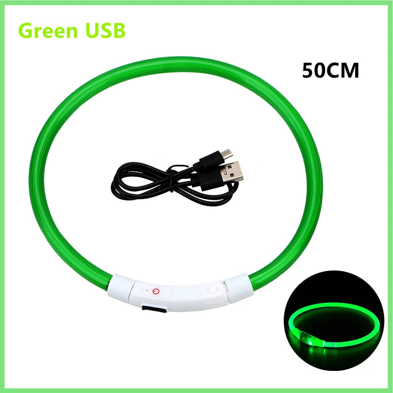LED Glow Dog & Cat Collar – USB Rechargeable