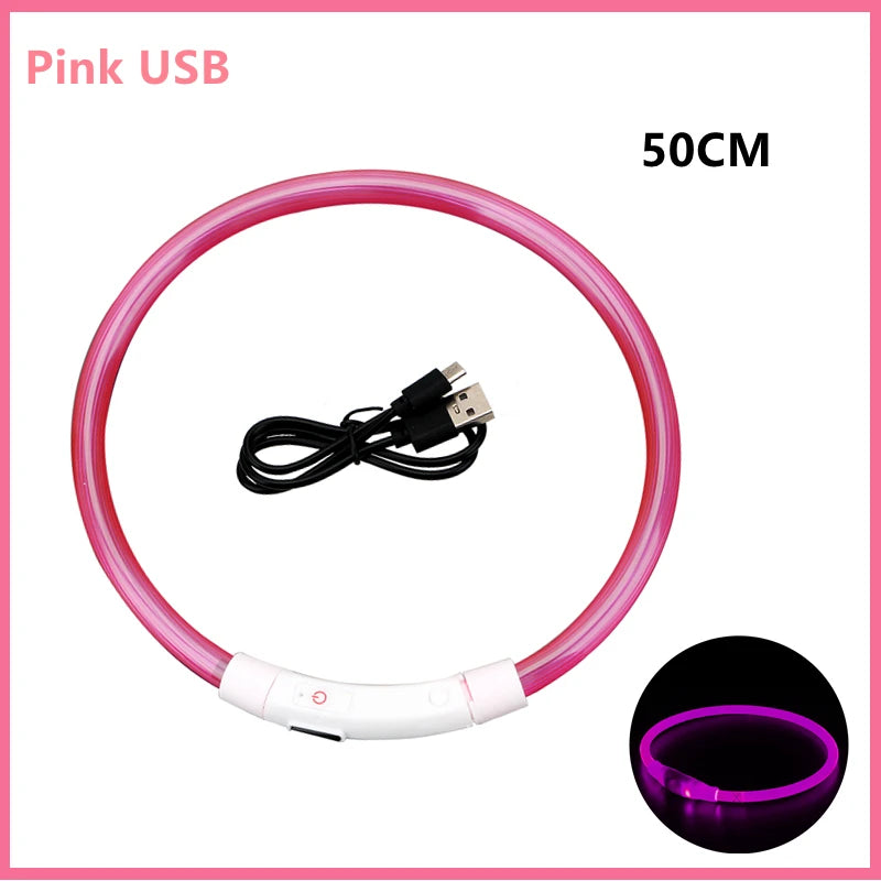 LED Glow Dog & Cat Collar – USB Rechargeable